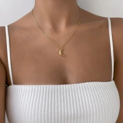 Mini Crescent Moon Necklace -Prya Store PRYAMiniCrescentMoonNecklace 3