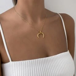 Crescent Moon Necklace -Prya Store PRYAMoonNecklace 2