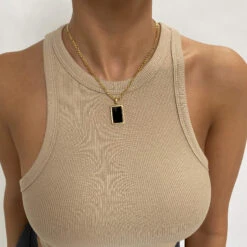 Saraya Onyx Tablet Necklace 14 Saraya Onyx Tablet Necklace -Prya Store PRYANECKLACE 22