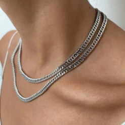 Double Link Curb Chain | Silver -Prya Store PRYANecklace 41