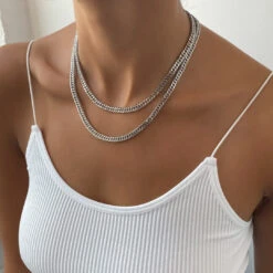 Double Link Curb Chain | Silver -Prya Store PRYANecklace 44