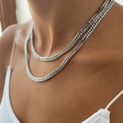 Double Link Curb Chain | Silver -Prya Store PRYANecklace 45