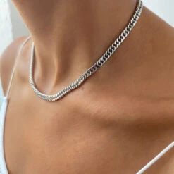 Double Link Curb Chain | Silver -Prya Store PRYANecklace 46