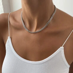 Double Link Curb Chain | Silver -Prya Store PRYANecklace 48