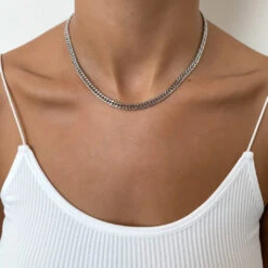 Double Link Curb Chain | Silver -Prya Store PRYANecklace 51