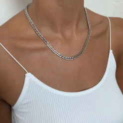 Double Link Curb Chain | Silver -Prya Store PRYANecklace 52