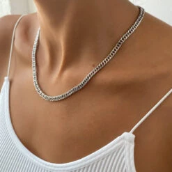 Double Link Curb Chain | Silver -Prya Store PRYANecklace 55