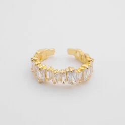 Jada Baguette Cut CZ Adjustable Ring | Gold -Prya Store PRYANecklace 65