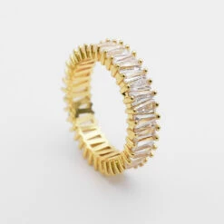 Anna Baguette Cut CZ Ring | Gold