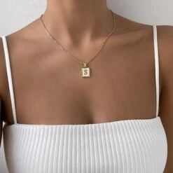 Opal Initial Necklace -Prya Store PRYAOpalInitialnecklace