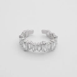 Jada Baguette Cut CZ Adjustable Ring | Silver -Prya Store PRYARING3