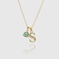 Kayla Initial & Birthstone Necklace -Prya Store PersonlisedInitial BirthstoneNecklace 20 Edit 4