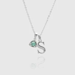 Kayla Initial & Birthstone Necklace -Prya Store PersonlisedInitial BirthstoneNecklace 20 Edit 5
