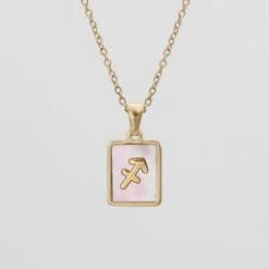 Pink Zodiac Symbol Necklace -Prya Store PinkZodiacSymbolNecklace Sagittarius PRYA