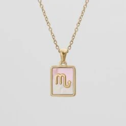 Pink Zodiac Symbol Necklace -Prya Store PinkZodiacSymbolNecklace Scorpio PRYA