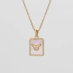 Pink Zodiac Symbol Necklace -Prya Store PinkZodiacSymbolNecklace Taurus PRYA