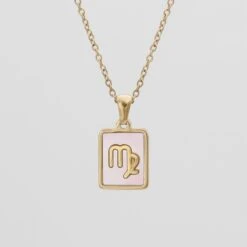 Pink Zodiac Symbol Necklace -Prya Store PinkZodiacSymbolNecklace Virgo PRYA