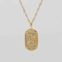 Zodiac Tarot Card Necklace -Prya Store PiscesZodiacTarotCardNecklace Gold 01 PRYA