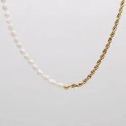 Rope And Pearl Chain Necklace