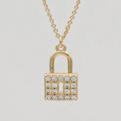 Sarai CZ Lock Necklace -Prya Store SaraiLockNecklace G 2 PRYA
