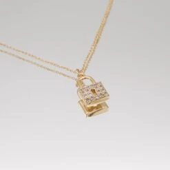 Sarai CZ Lock Necklace -Prya Store SaraiLockNecklace G 5 PRYA
