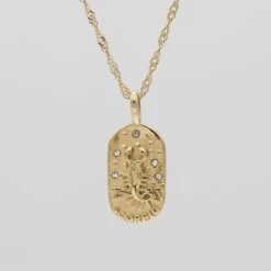 Zodiac Tarot Card Necklace -Prya Store ScorpioZodiacTarotCardNecklace Gold 01 PRYA