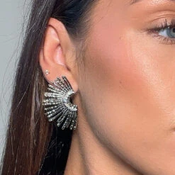 Solana Fan Earrings -Prya Store Solanaearrings Silver