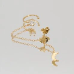Moon & Star Drop Earring -Prya Store StarEarring Studio Gold 02 PRYA