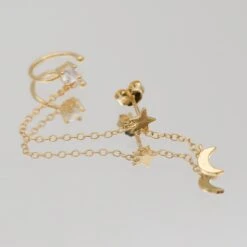Moon & Star Drop Earring -Prya Store StarEarring Studio Gold 03 PRYA
