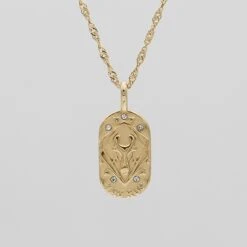 Zodiac Tarot Card Necklace -Prya Store TaurusZodiacTarotCardNecklace Gold 01 PRYA