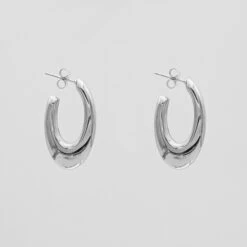 Thea Hoop Earrings -Prya Store TheaearringFrontSilver