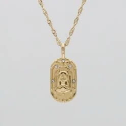 Zodiac Tarot Card Necklace -Prya Store VirgoZodiacTarotCardNecklace Gold 01 PRYA
