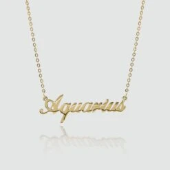 Zodiac Name Necklace 32 Zodiac Name Necklace -Prya Store ZodiacNameNecklace Aquarius Gold