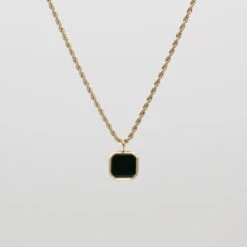 Zola Onyx Pendant Necklace -Prya Store ZolaNecklace Studio Gold 02 PRYA