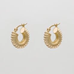 Zuri Ridge Hoop Earrings -Prya Store ZuriRibbedEarring G 6 PRYA