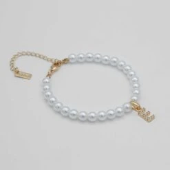 Classic Pearl Initial Anklet -Prya Store classic pearl Anklet gold E PRYA 657dee1e ec73 4b32 a94f 61ac4d0f6021
