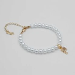 Classic Pearl Initial Anklet -Prya Store classic pearl Anklet gold P PRYA b60d9dac a255 4f51 a517 2594e61361d3