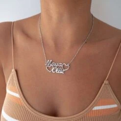 Double Name Heart Necklace -Prya Store double name heart necklace prya 22879424