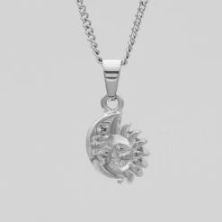 Moon And Sun Pendant Necklace -Prya Store moon and sun pendant necklace silver