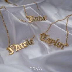 Old English Name Plate Necklace -Prya Store old english name plate necklace prya 22879978