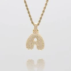 ICY Bubble Letter Initial Necklace -Prya Store thebubbleinitialnecklace A gold PRYA