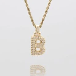 ICY Bubble Letter Initial Necklace -Prya Store thebubbleinitialnecklace B gold PRYA