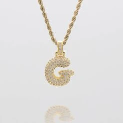 ICY Bubble Letter Initial Necklace -Prya Store thebubbleinitialnecklace G gold PRYA