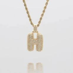 ICY Bubble Letter Initial Necklace -Prya Store thebubbleinitialnecklace H gold PRYA