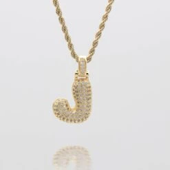 ICY Bubble Letter Initial Necklace -Prya Store thebubbleinitialnecklace J gold PRYA